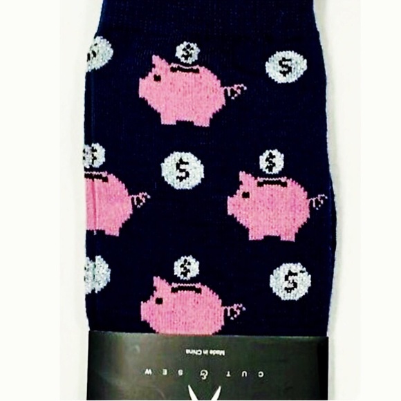 Novelty fun socks - Piggy bank - black & pink - Picture 3 of 5